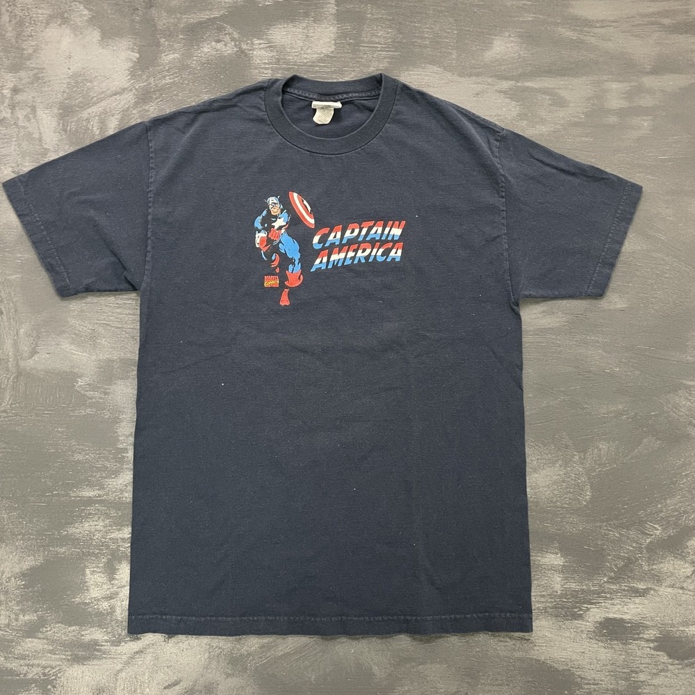 Vintage Captain America shirt mens large black 2000s y2k marvel tag